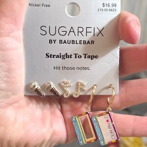 Sugarfix by BaubleBar Straight To Tape 90s Music Earring Set 3pk NEW